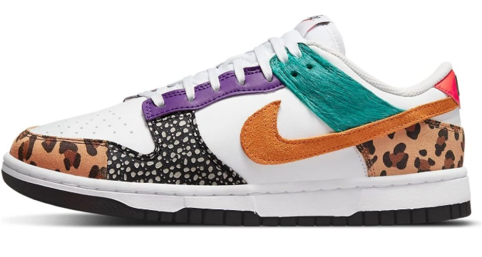 Nike Dunk Low SE Women's Sneakers 'Safari Mix' - White / Leopard / Blue