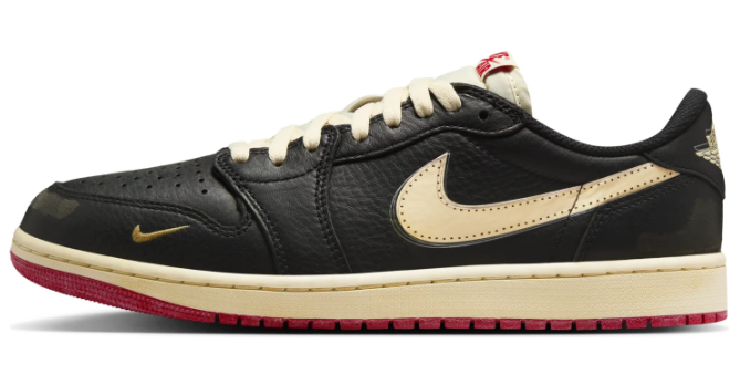 Nigel Sylvester x Air Jordan 1 Retro Low OG "Better With Time" – Black/Muslin/Red