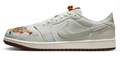 Air Jordan 1 Low Men's Sneakers – Light Grey/Cream/Brown – Floral Details