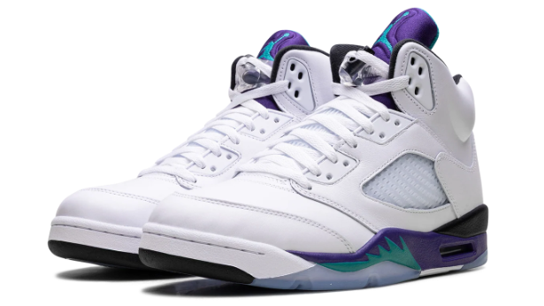 Air Jordan 5 'Grape' Sneakers - White / Emerald / Grape Ice