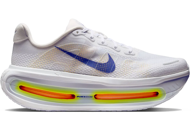 Nike Vomero Premium Running Shoes – White & Blue with Orange Accents