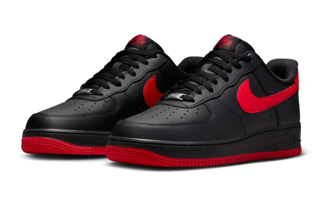 Nike Air Force 1 Low '07 'Bred' Sneakers - Black / University Red