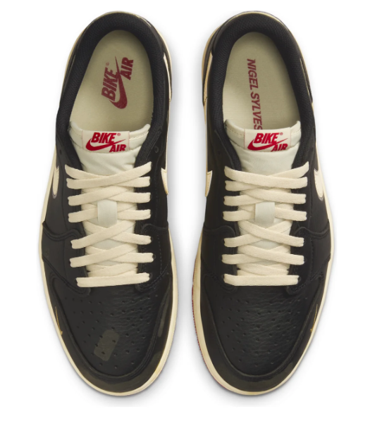 Nigel Sylvester x Air Jordan 1 Retro Low OG "Better With Time" – Black/Muslin/Red