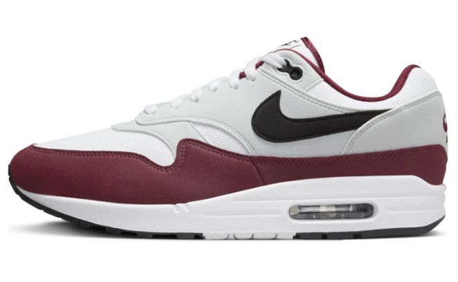 Nike Air Max 1 'Dark Team Red' Sneakers - White / Red / Grey
