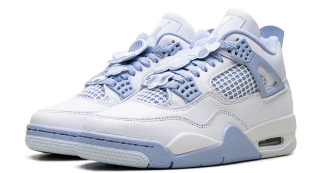 Air Jordan 4 Women's 'Aluminum' Sneakers - White / Blue
