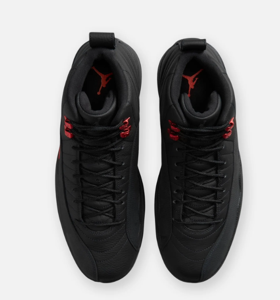 Air Jordan 12 Retro 'Black Varsity Red' Sneakers - Black / Red